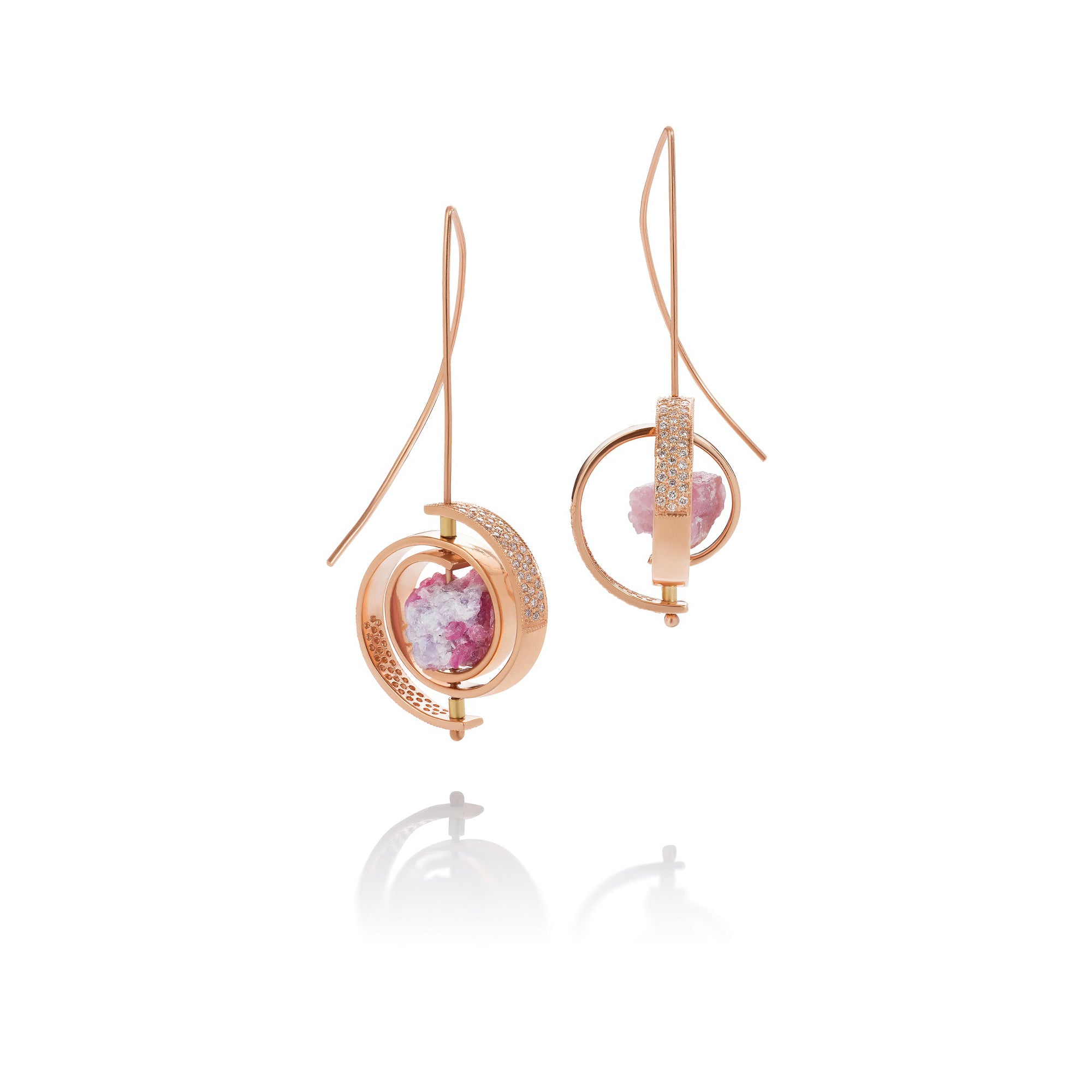 Ceres Spiral Pink Tourmaline Earrings by Martha Seely - Talisman Collection Fine Jewelers