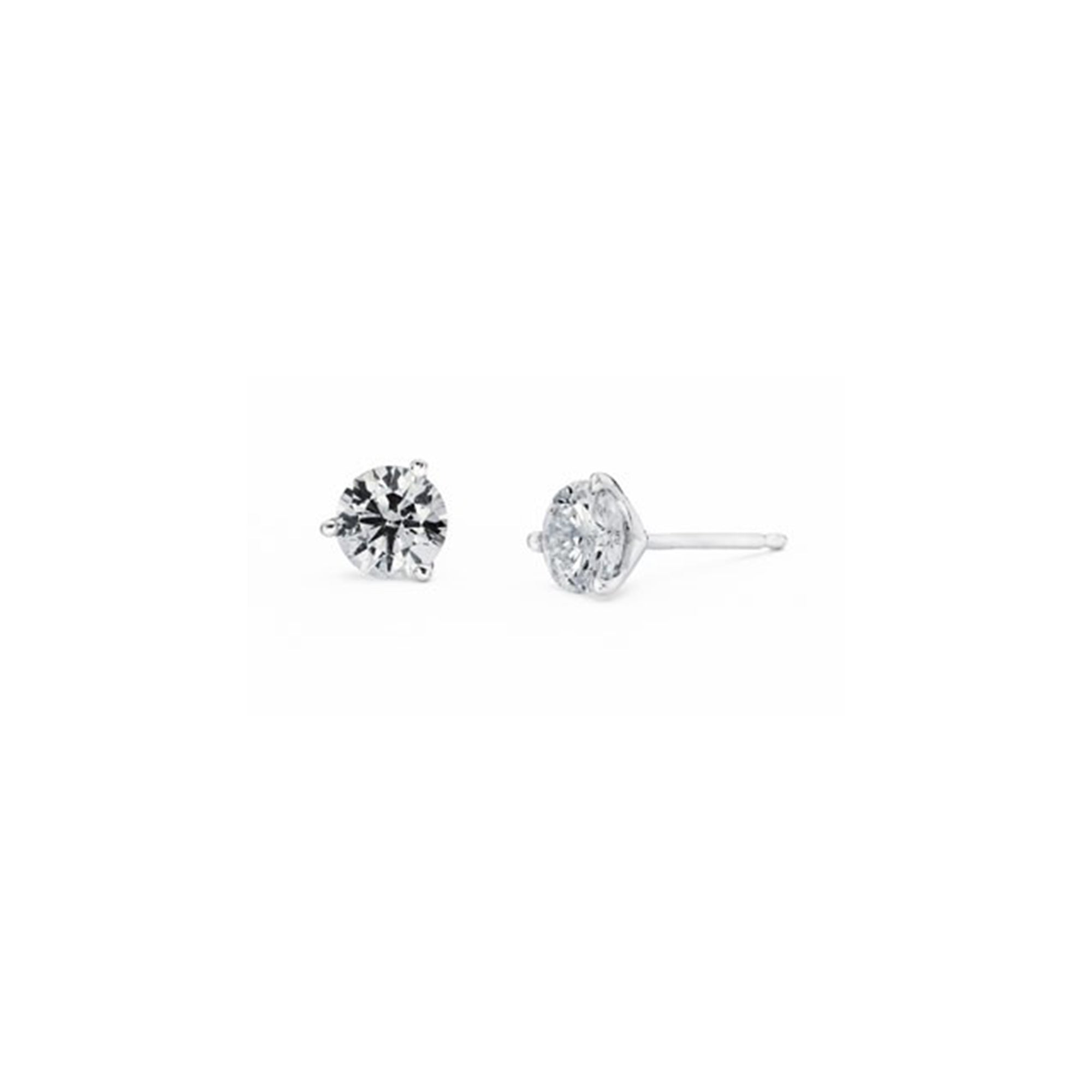Diamond Stud 3-Prong Earrings, 0.25 Carat Total Weight in 14k White, Yellow or Rose Gold - Talisman Collection Fine Jewelers
