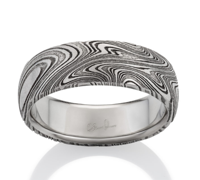 Kona Oxidized Damascus Steel Ring by Chris Ploof - Talisman Collection Fine Jewelers