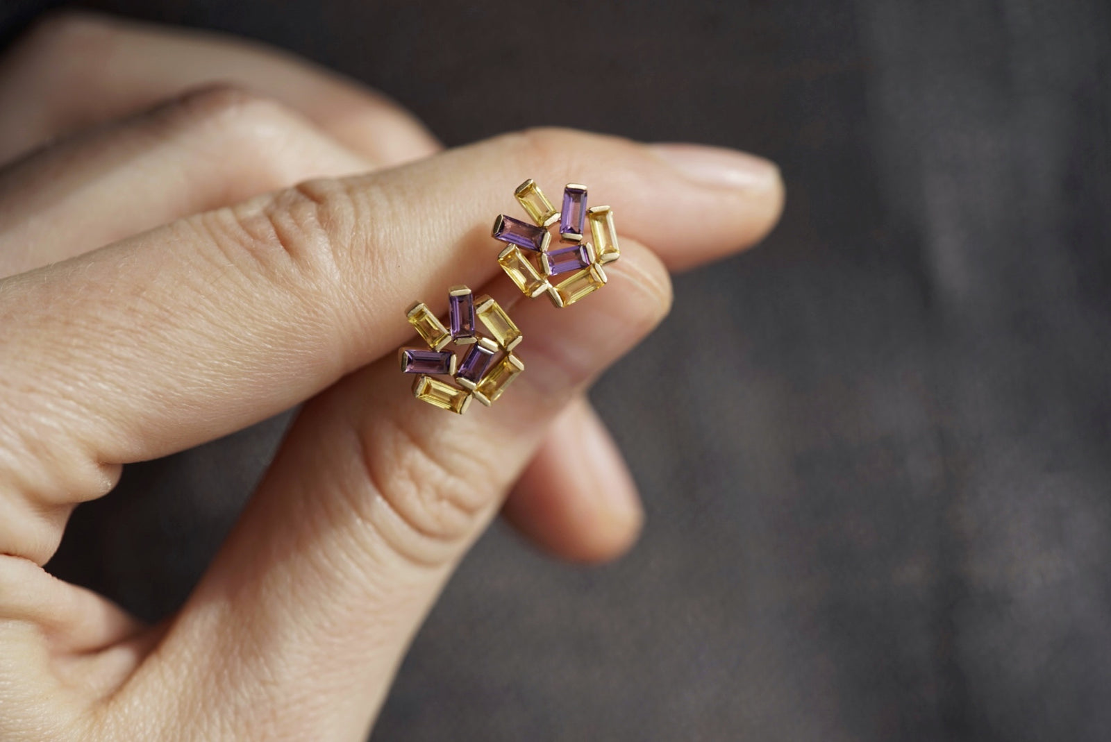 Amethyst and Yellow Sapphire Medium Jubilation Stud Earrings - Talisman Collection Fine Jewelers
