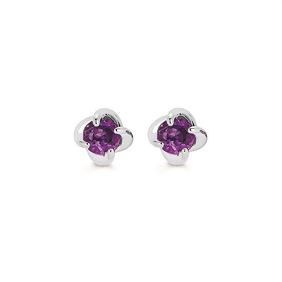 Amethyst Twist Stud Earrings in White Gold - Talisman Collection Fine Jewelers