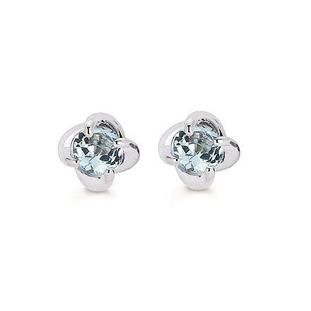 Aquamarine Twist Stud Earrings in White Gold - Talisman Collection Fine Jewelers