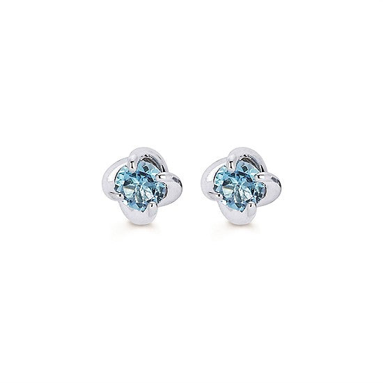 Blue Topaz Twist Stud Earrings in White Gold - Talisman Collection Fine Jewelers