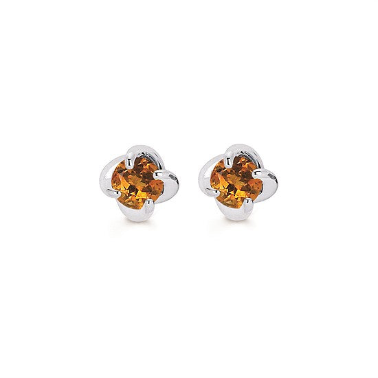 Citrine Twist Stud Earrings in Yellow Gold - Talisman Collection Fine Jewelers