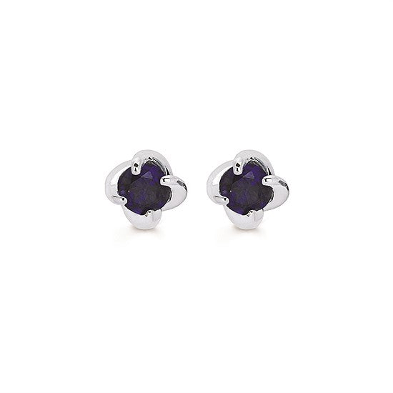 Sapphire Twist Stud Earrings in White Gold - Talisman Collection Fine Jewelers