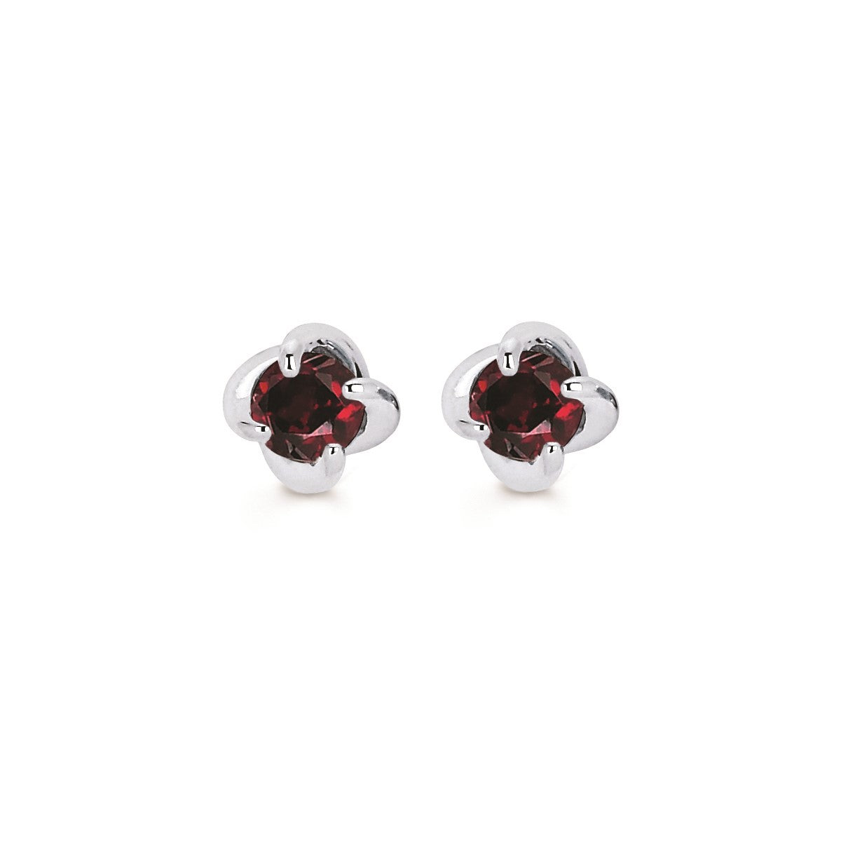 Garnet Twist Stud Earrings in White Gold - Talisman Collection Fine Jewelers