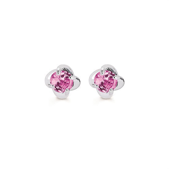 Pink Tourmaline Twist Stud Earrings in White Gold - Talisman Collection Fine Jewelers