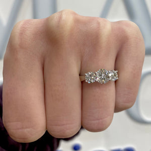 Diamond Lab Three-Stone Ring, 2.00 Total Carat Weight