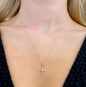 Diamond Cross Necklace in 14k Yellow Gold