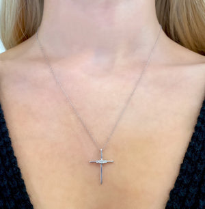 Diamond Cross Necklace in Sterling Silver