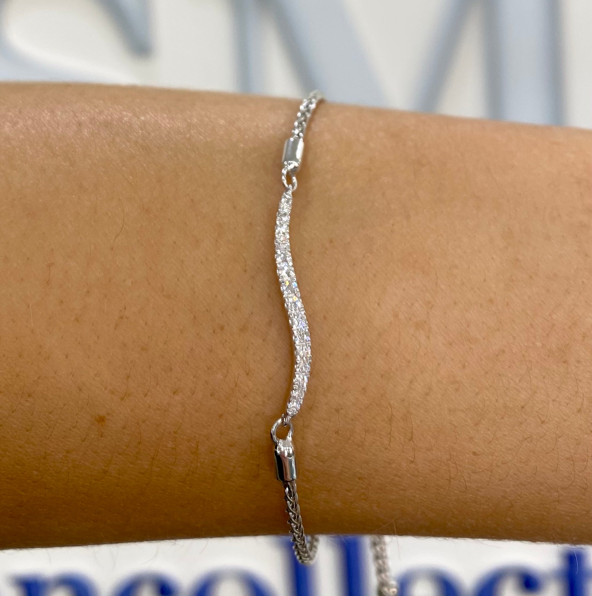 Diamond Curved Bar Bracelet