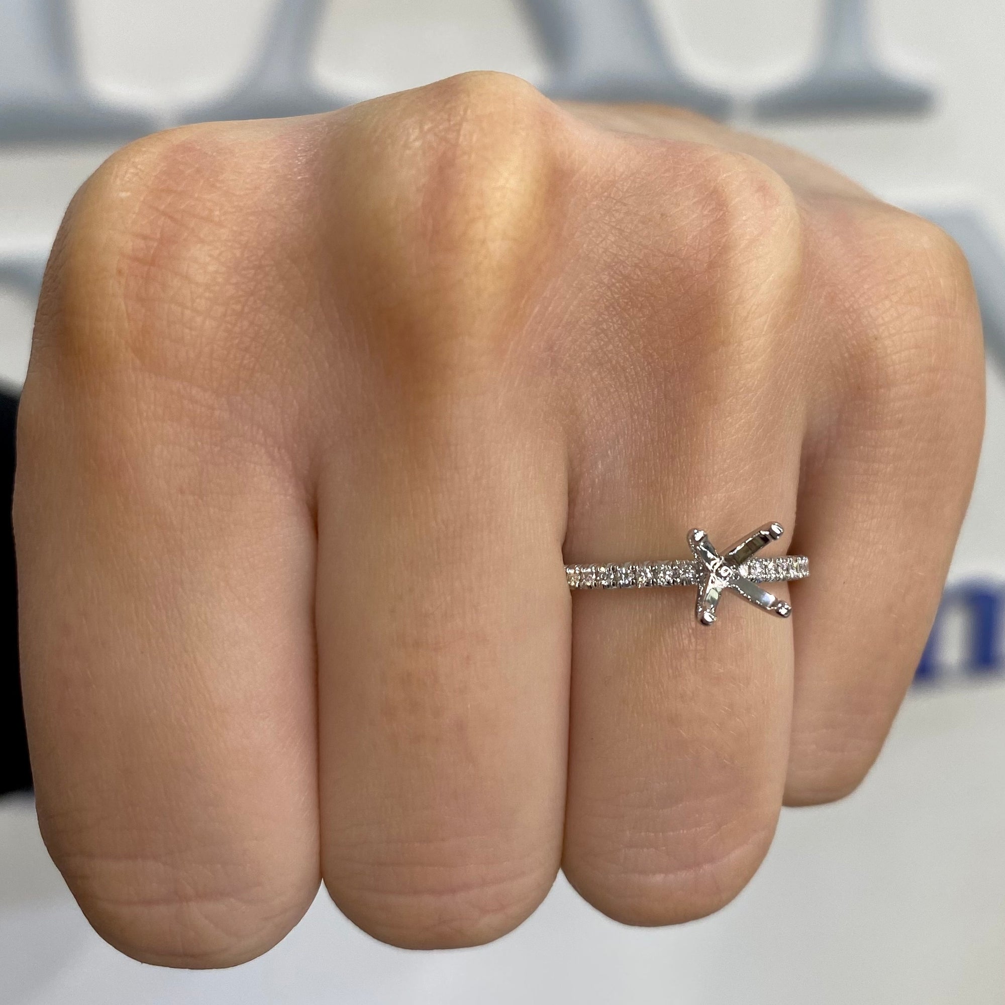 Diamond Engagement Ring Semi-Mount, 0.13 Carat Total Weight