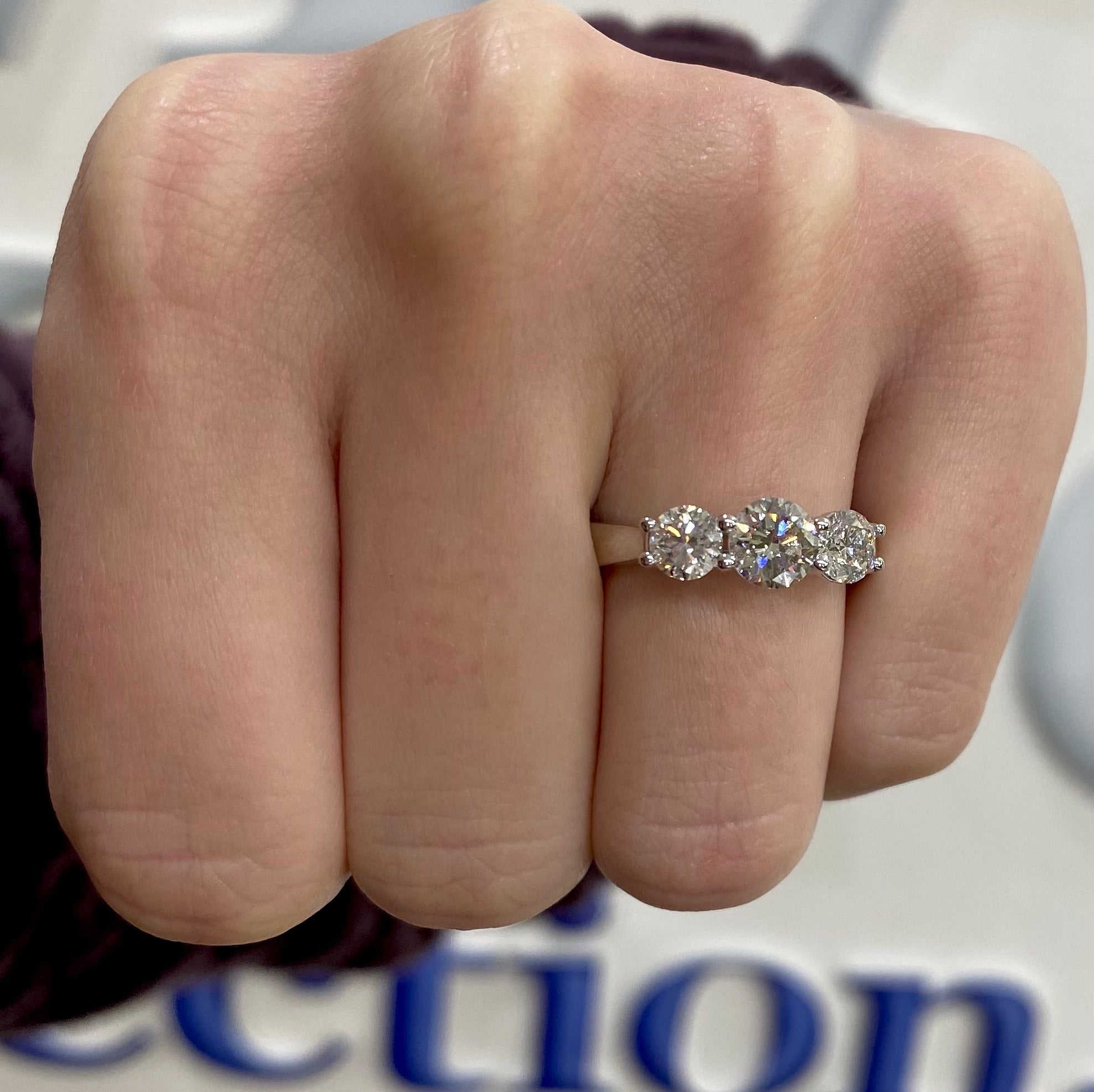 Diamond Lab Three-Stone Ring, Total Carat Weight