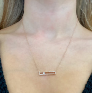 Diamond Open Bar Slide Necklace in 14k Rose Gold