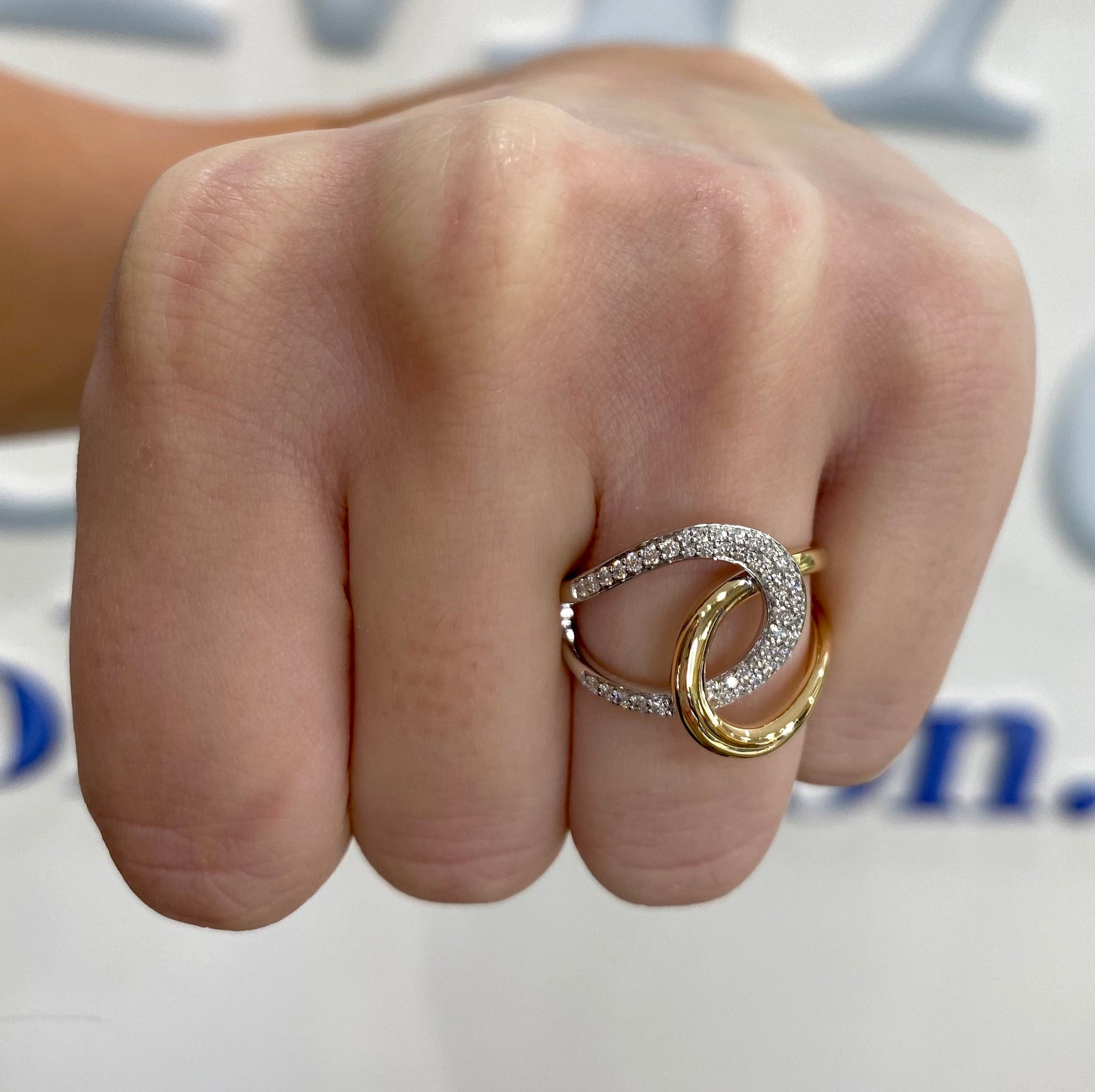 Diamond Two-Tone Bypass Ring