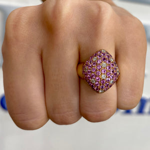 Pink Sapphire and Diamond Dome Ring by Gemma Couture