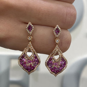 Pink Sapphire and Diamond Drop Earrings