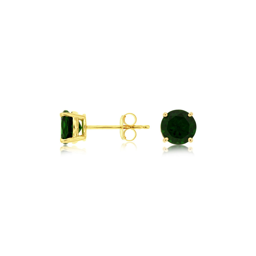 Chrome Diopside Stud Earrings in 14k Yellow Gold