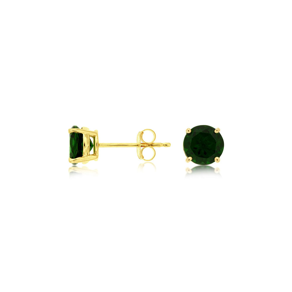 Chrome Diopside Stud Earrings in 14k Yellow Gold