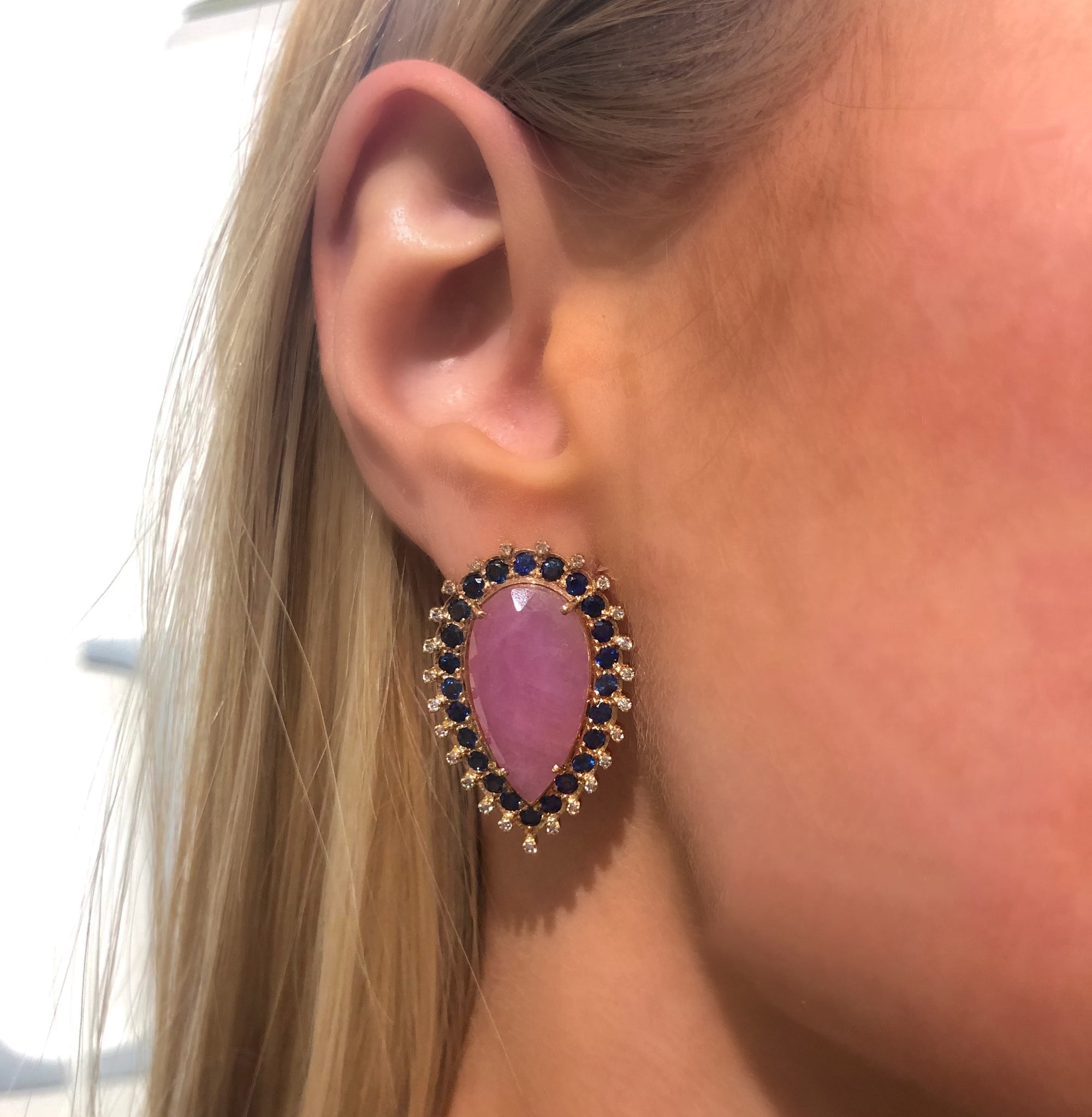 Pink Sapphire Slice Stud Earrings by Vivaan - Talisman Collection Fine Jewelers