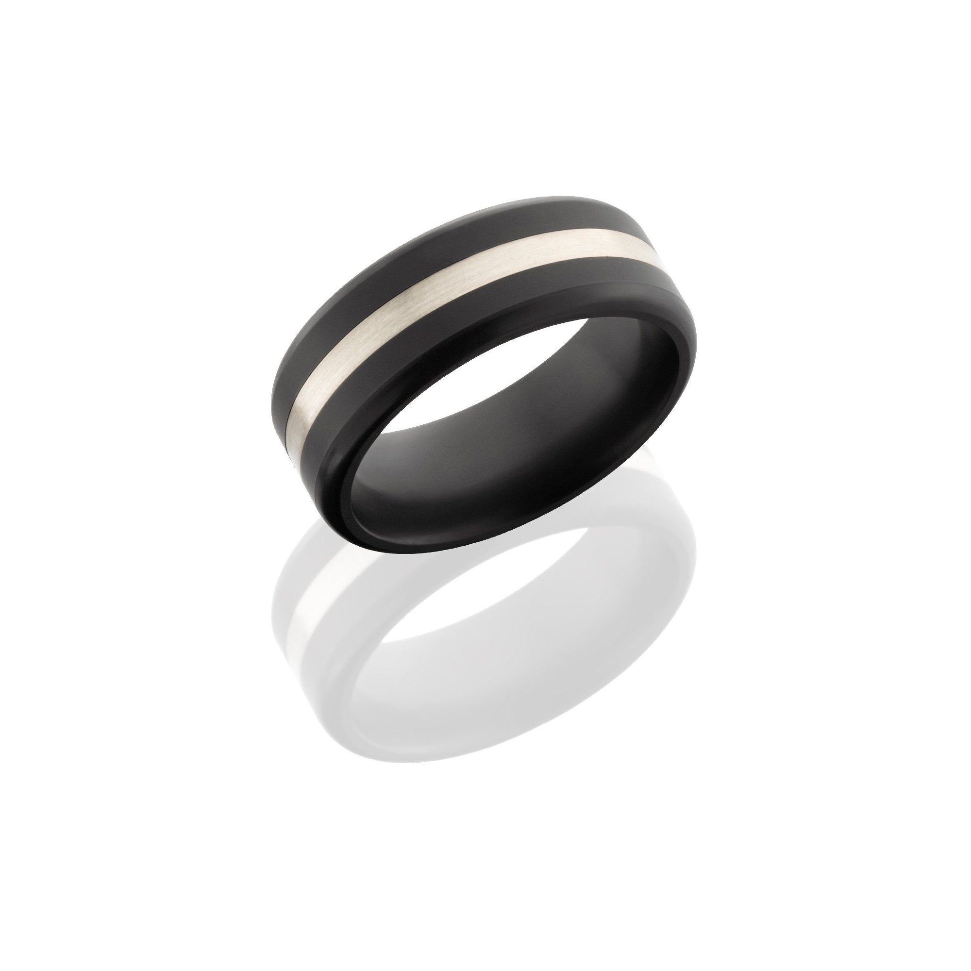 Matte Ares Black Diamond Band with Silver Inlay - Talisman Collection Fine Jewelers
