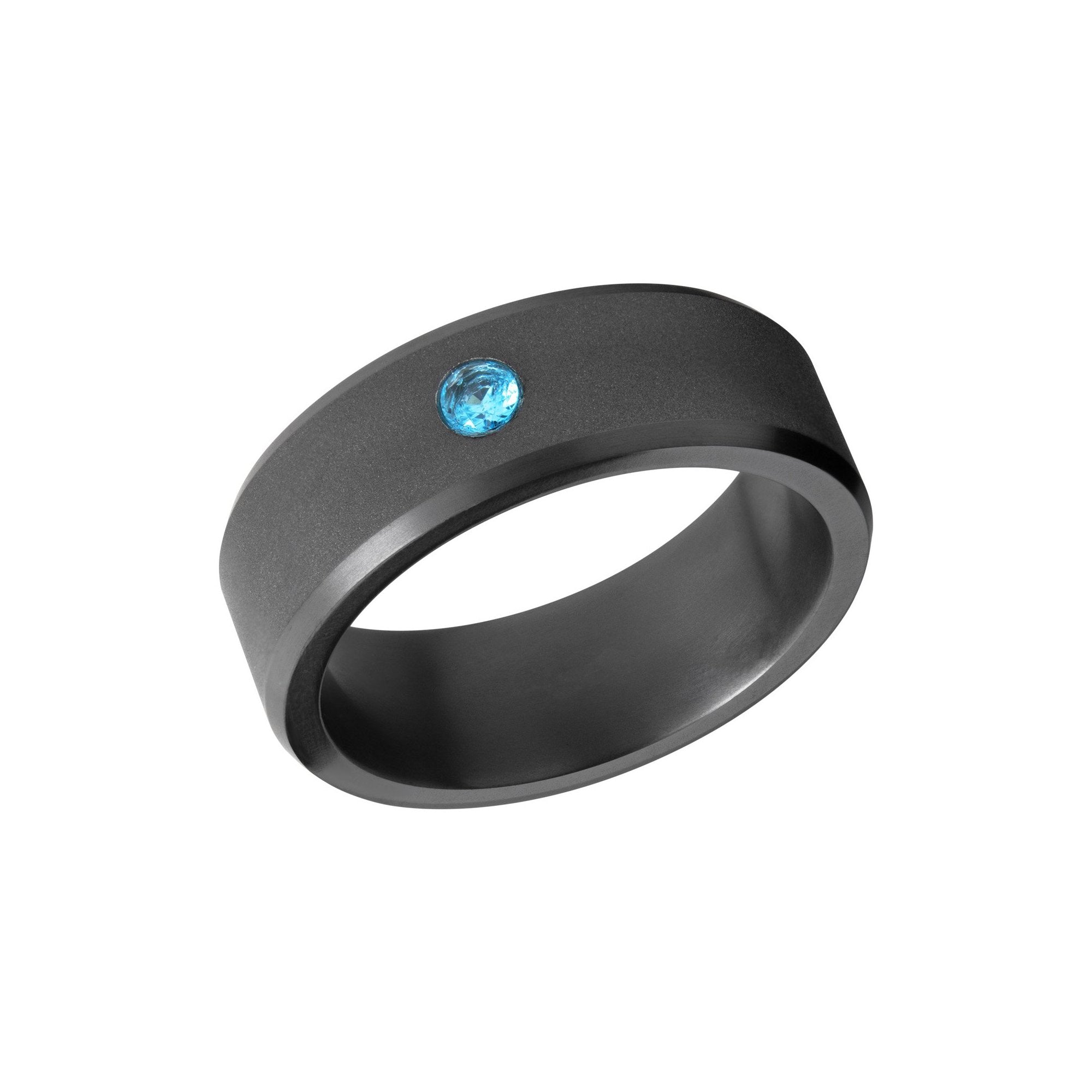 Matte Ares Band with Blue Diamond Inset - Talisman Collection Fine Jewelers