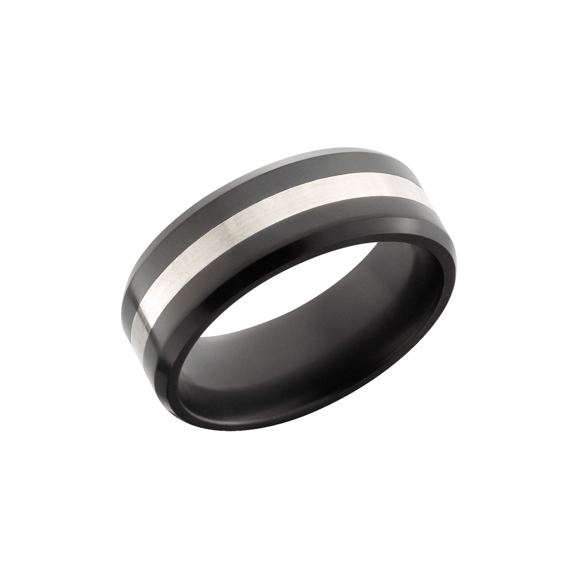 Ares Black Diamond Band with Silver Inlay - Talisman Collection Fine Jewelers