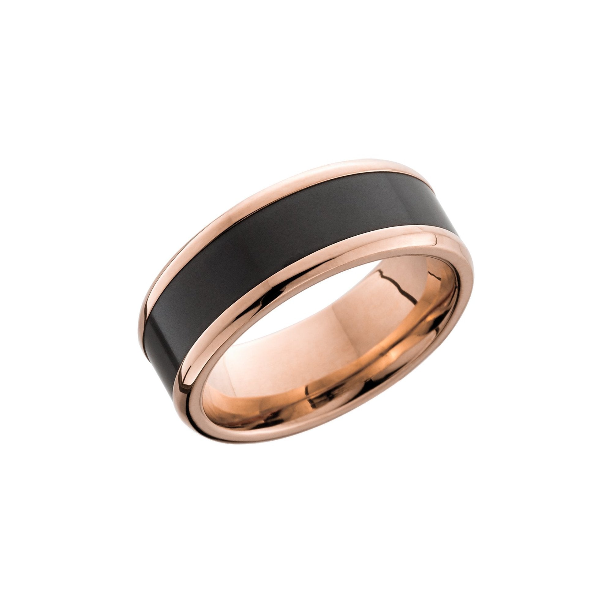 Ares 18k Rose Gold Band with Elysium Black Diamond Inlay - Talisman Collection Fine Jewelers