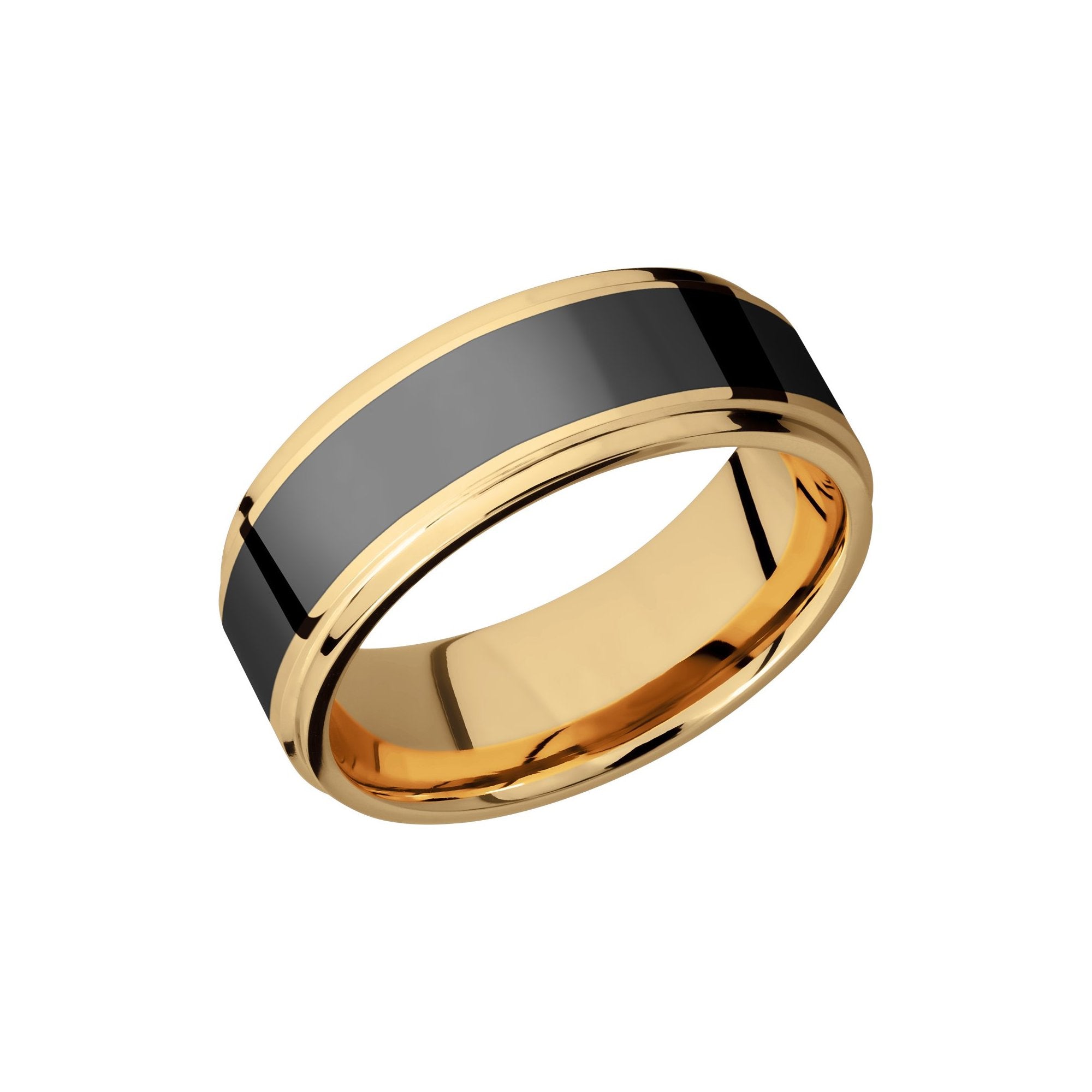 Poseidon Ledge 18k Yellow Gold Band with Elysium Black Diamond Inlay - Talisman Collection Fine Jewelers