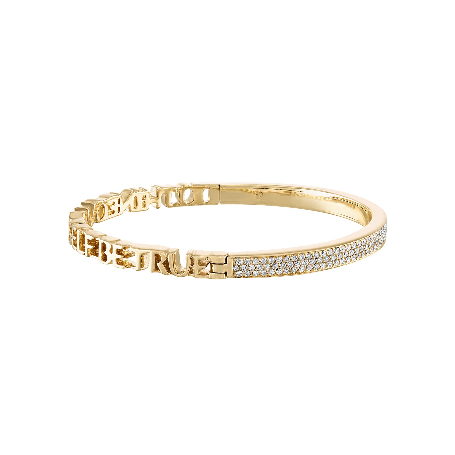 Diamond Half & Half Mantra Bangle Bracelet by Eden Presley