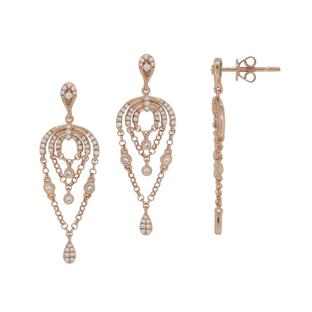 0.04 Carat 14K Rose Gold Chandelier Diamond Earrings
