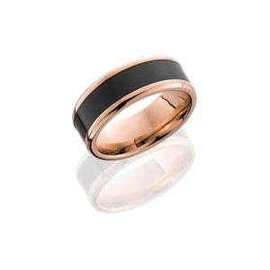 Kratos 18k Rose Gold Band with Elysium Black Diamond Inlay - Talisman Collection Fine Jewelers