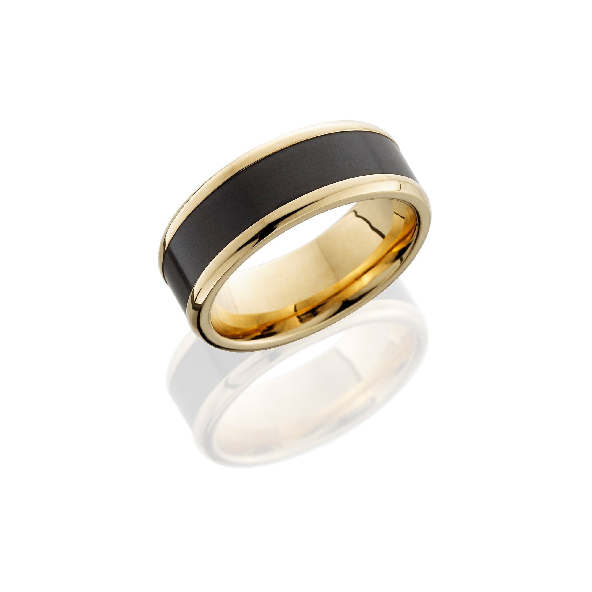 Kratos 18k Yellow Gold Band with Elysium Black Diamond Inlay