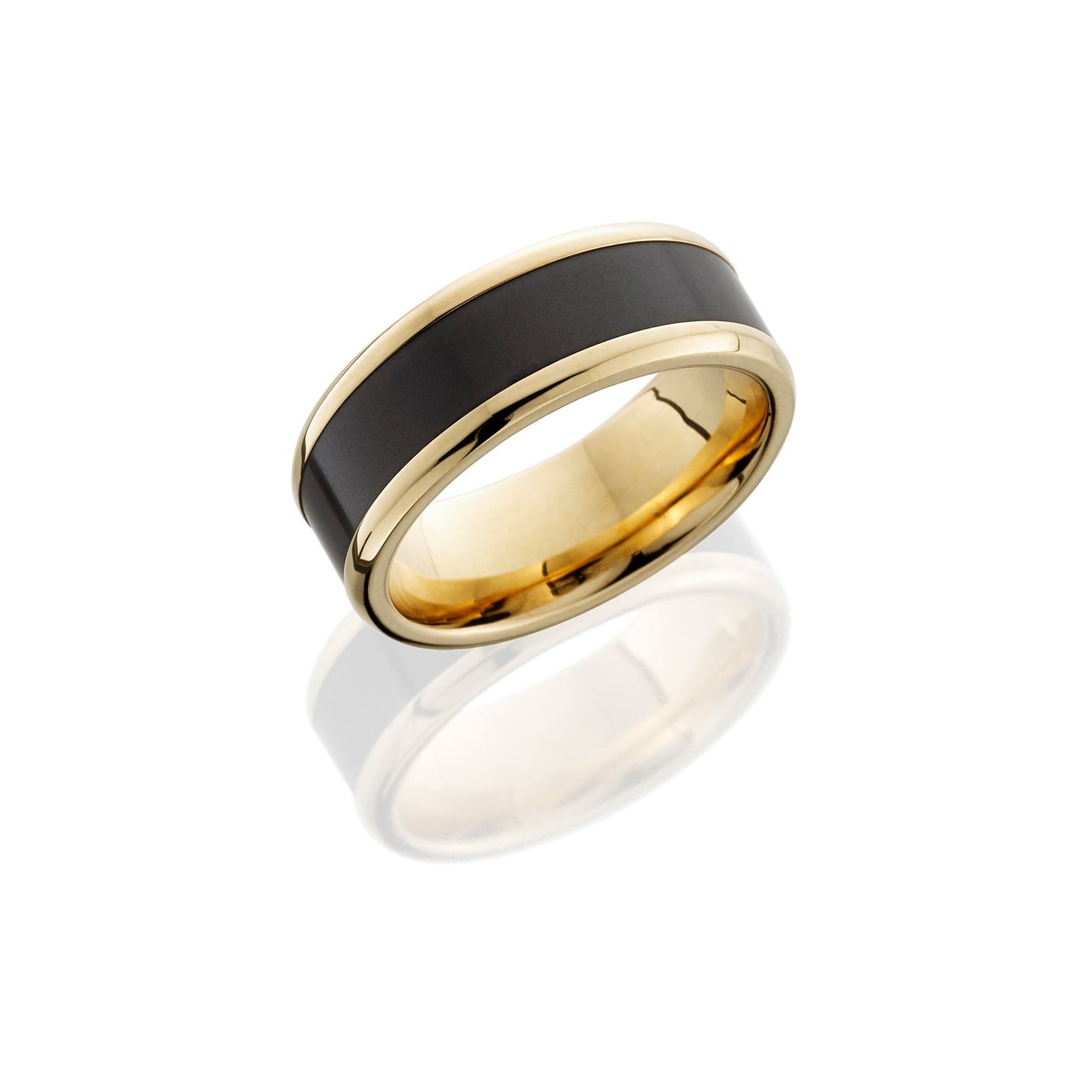 Kratos 18k Yellow Gold Band with Elysium Black Diamond Inlay - Talisman Collection Fine Jewelers