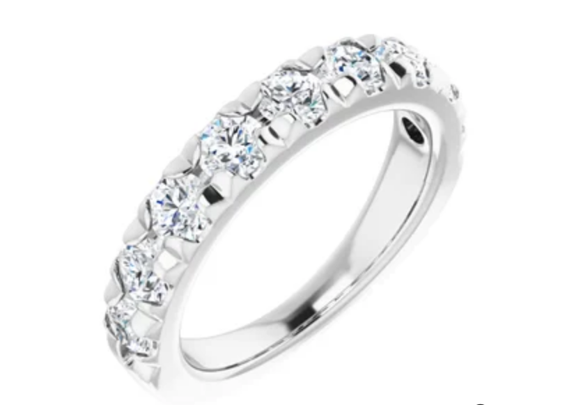 2 carat total weight diamond 14k white gold anniversary band French prongs - Talisman Collection Fine Jewelers