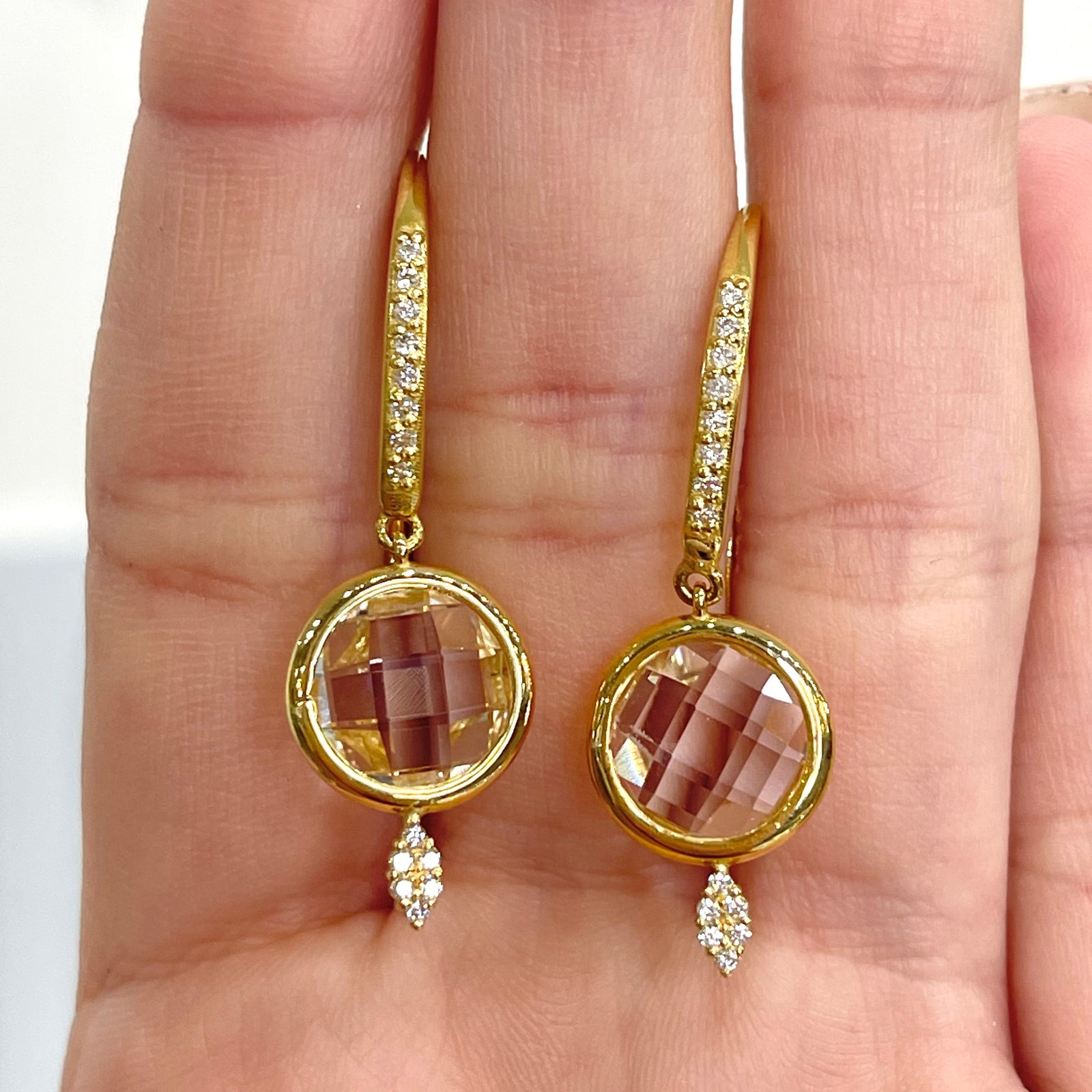 White Topaz and Diamond Cluster Earrings by Meredith Young