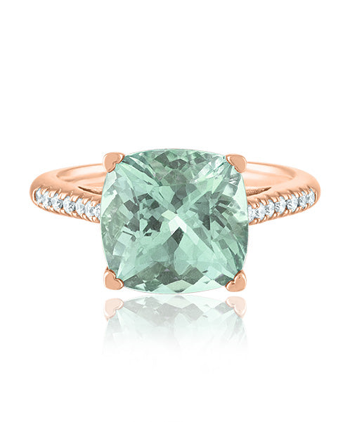 Green quartz diamond ring Clearance