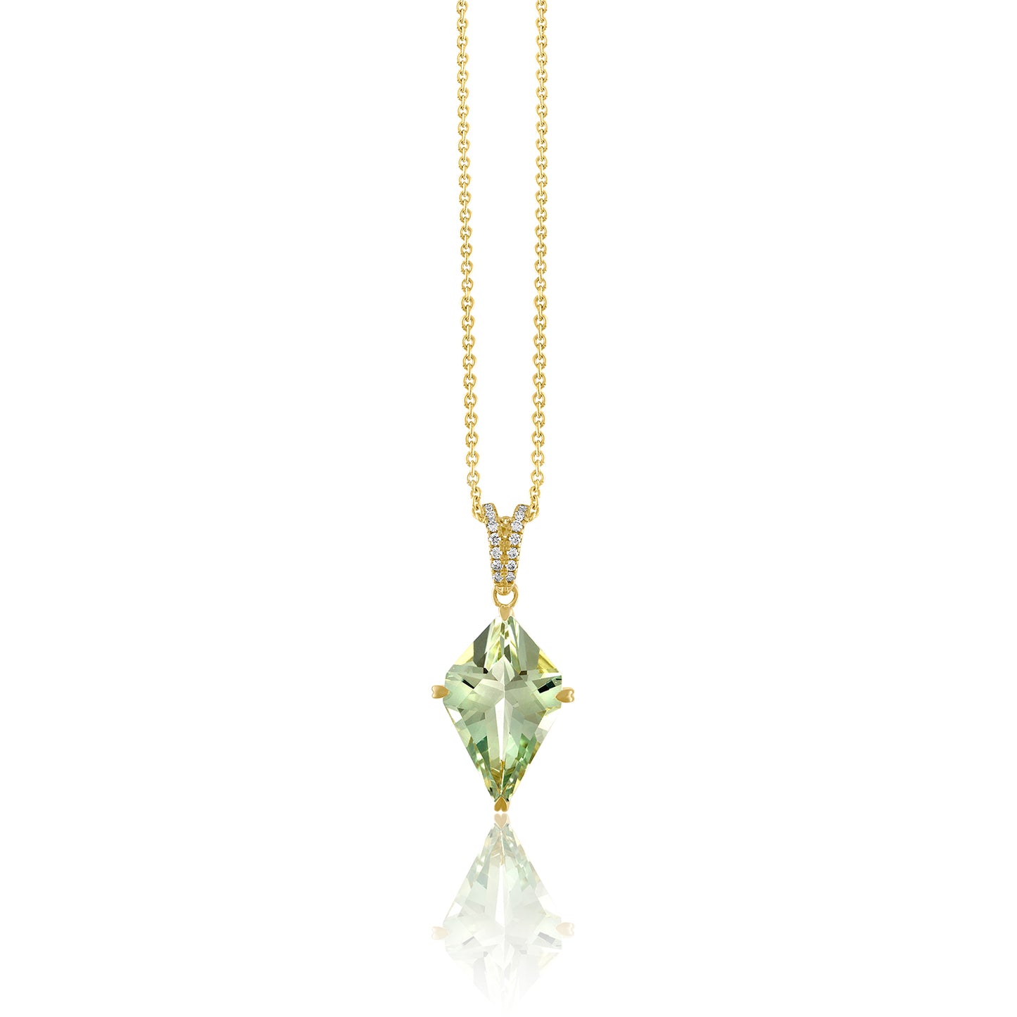 Kite-Shaped Green Quartz and Diamond Necklace by Lisa Nik