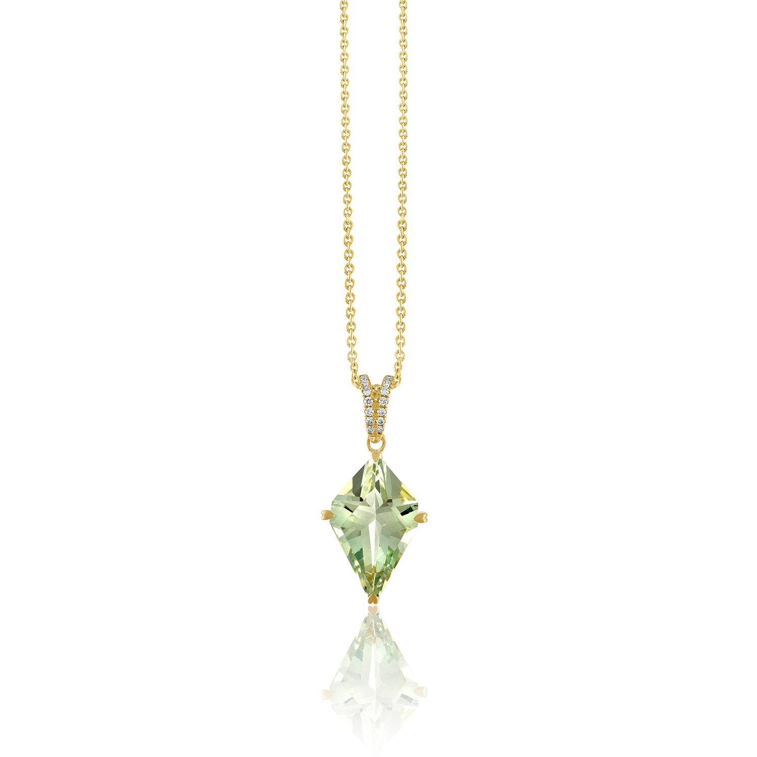Kite-Shaped Green Quartz and Diamond Necklace by Lisa Nik