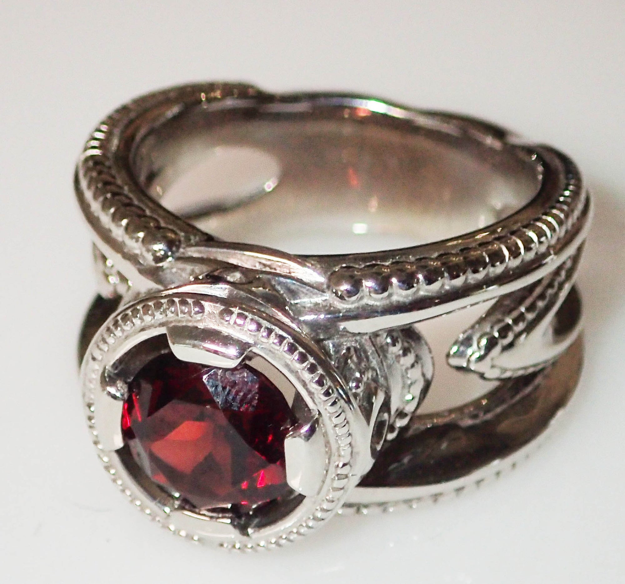 "Water Drop" Mozambique Garnet Ring by Geoff Thomas - Talisman Collection Fine Jewelers