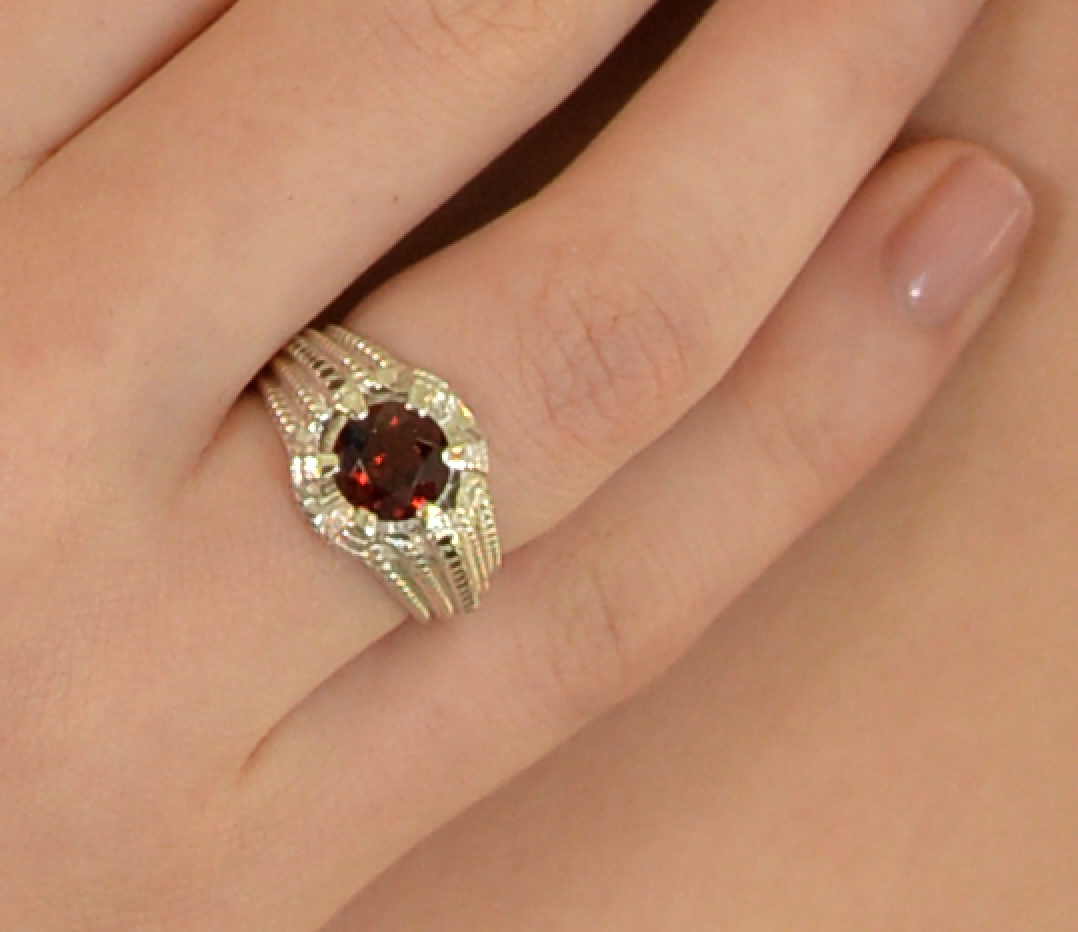 "Stairway" Black Diamond and Garnet Ring by Geoff Thomas - Talisman Collection Fine Jewelers