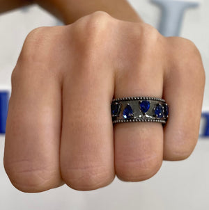 Blue Sapphire Goccia Ring by Gemma Couture