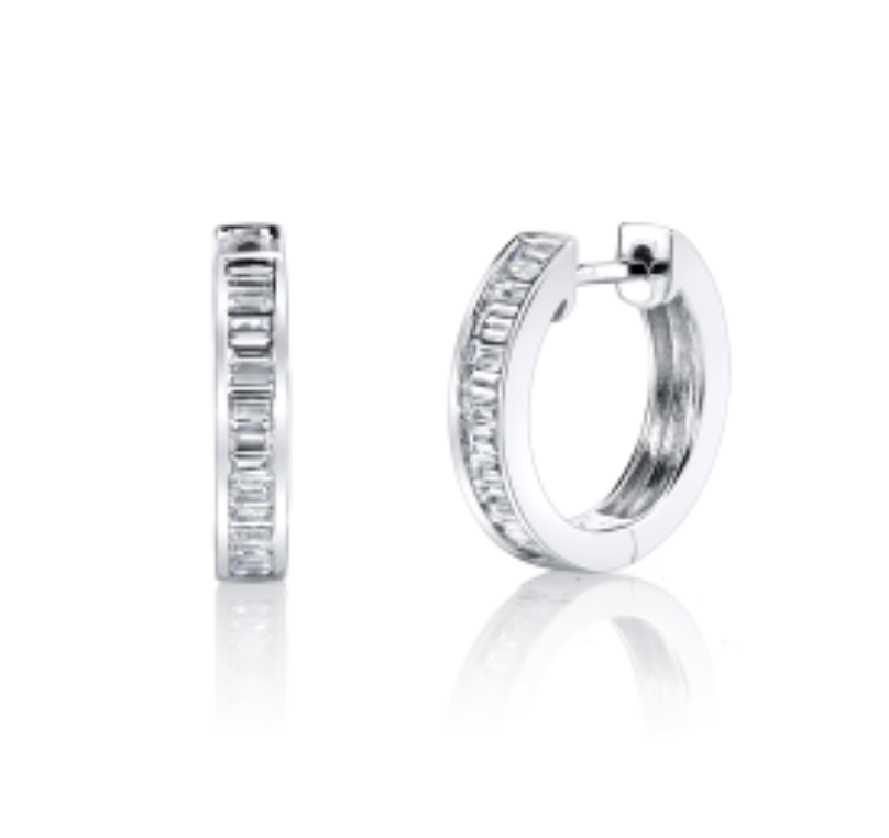 Diamond Baguette Huggies by Borgioni - Talisman Collection Fine Jewelers
