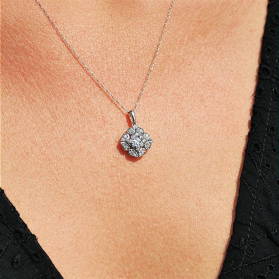 Diamond Flower Necklace - White Gold - Talisman Collection Fine Jewelers