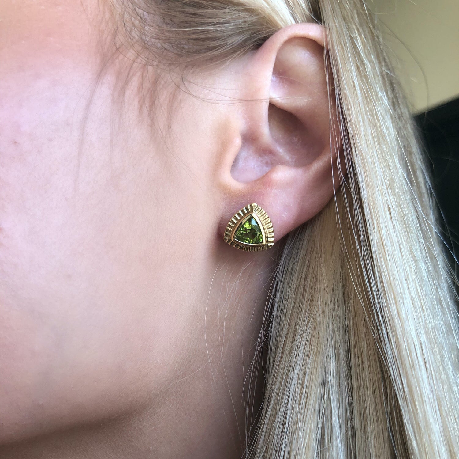 Peridot Trillion Stud Earrings - Talisman Collection Fine Jewelers