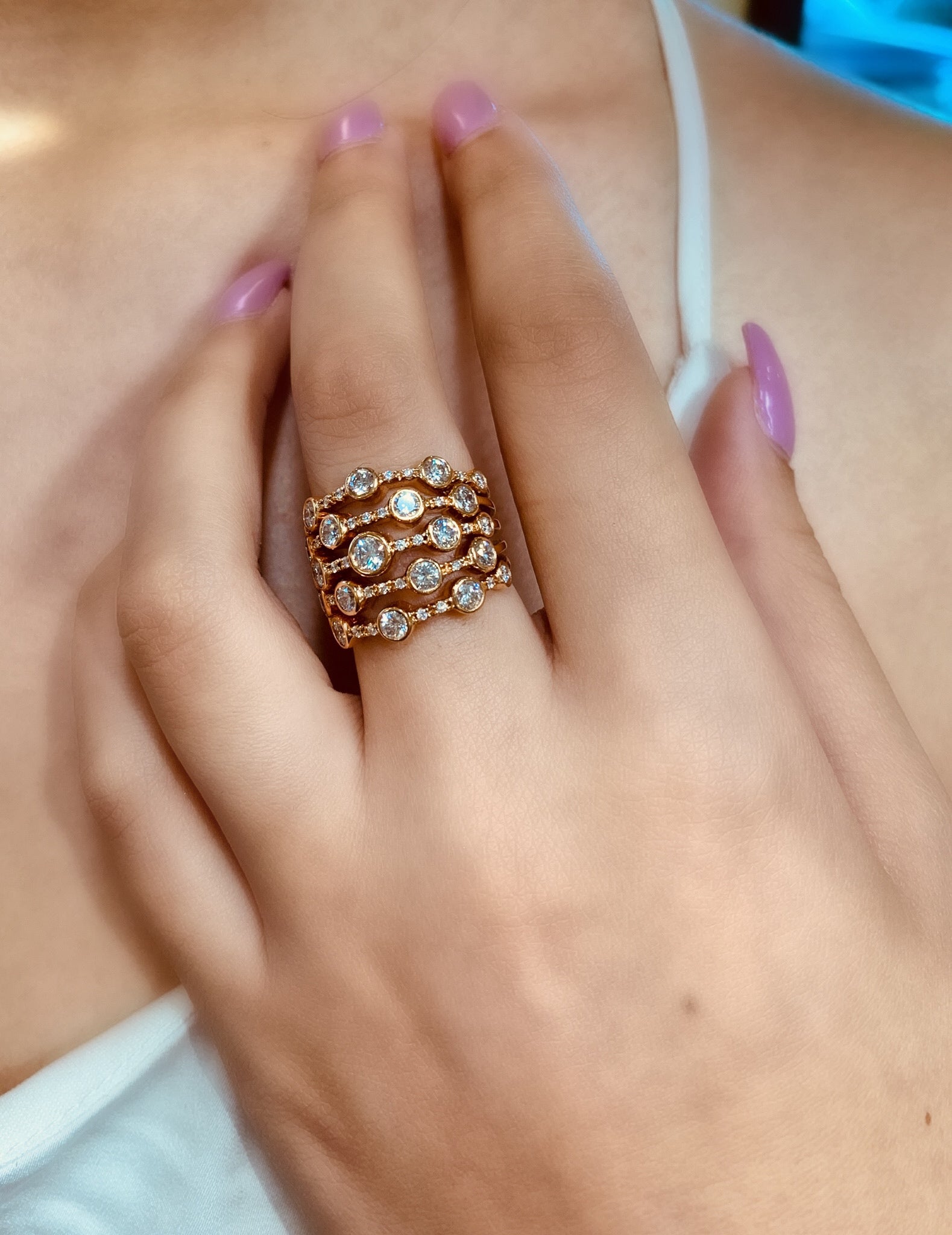 Diamond "Bubble" Ring by Yael - Rose Gold - Talisman Collection Fine Jewelers