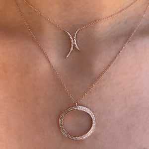 Diamond Pave Oval Necklace in White, Yellow or Rose Gold - Talisman Collection Fine Jewelers