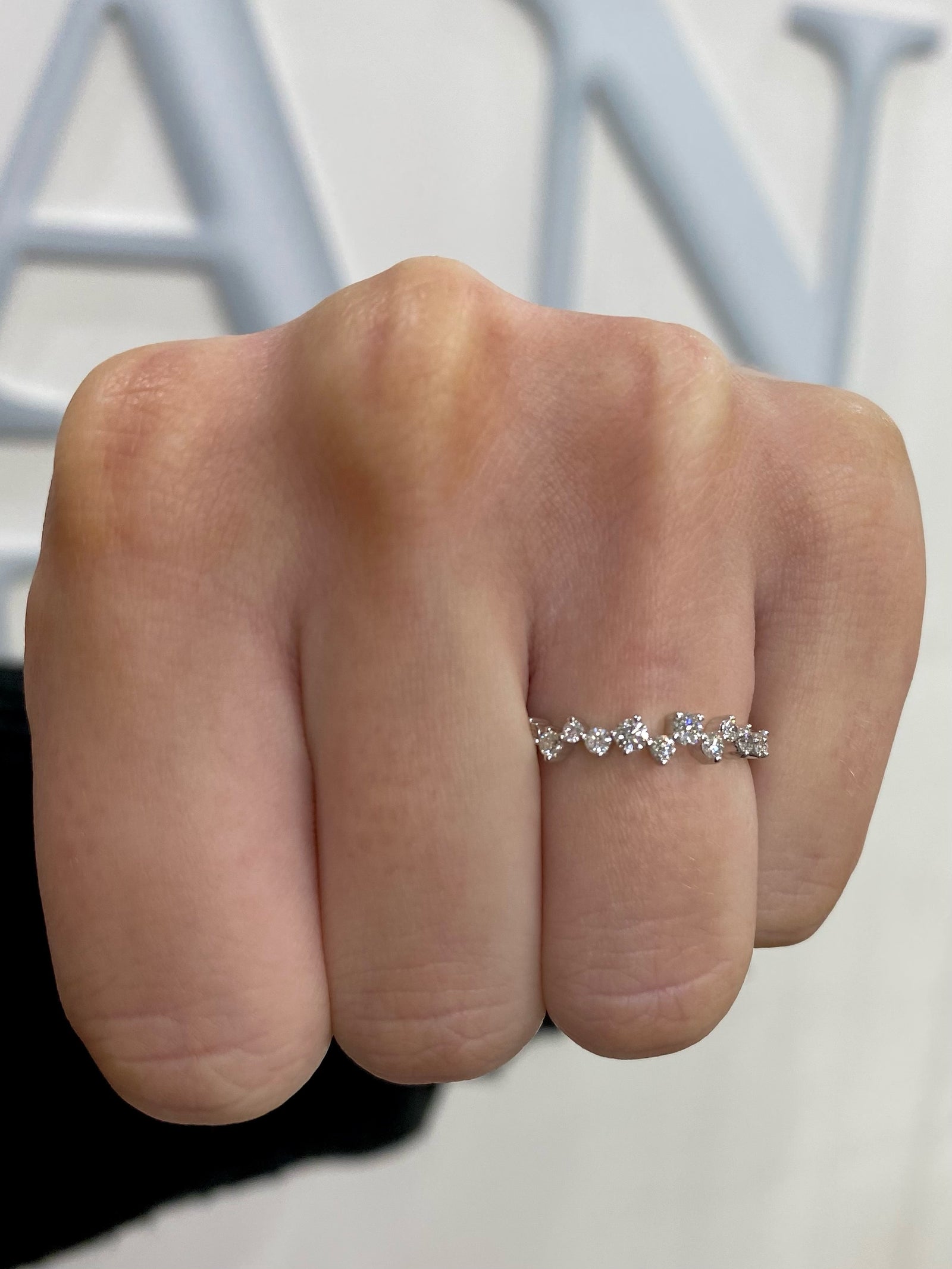 Diamond Bubble Stack Band in 14k White Gold