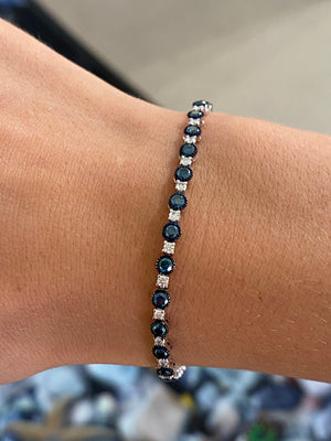 Blue Diamond Bracelet with White Diamonds - Talisman Collection Fine Jewelers