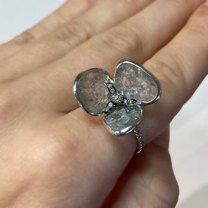 Grey Diamond Slice Flower Ring by Vivaan - White Gold - Talisman Collection Fine Jewelers